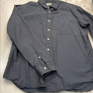 Taylor Stitch Blue-Charcoal Button-Down Hemp-Cotton Shirt